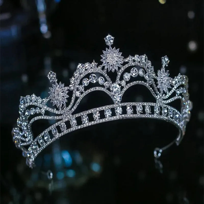 Silver Color Crystal Bridal Tiaras Crown Rhinestone Pageant Headpieces Wedding Hair Accessories