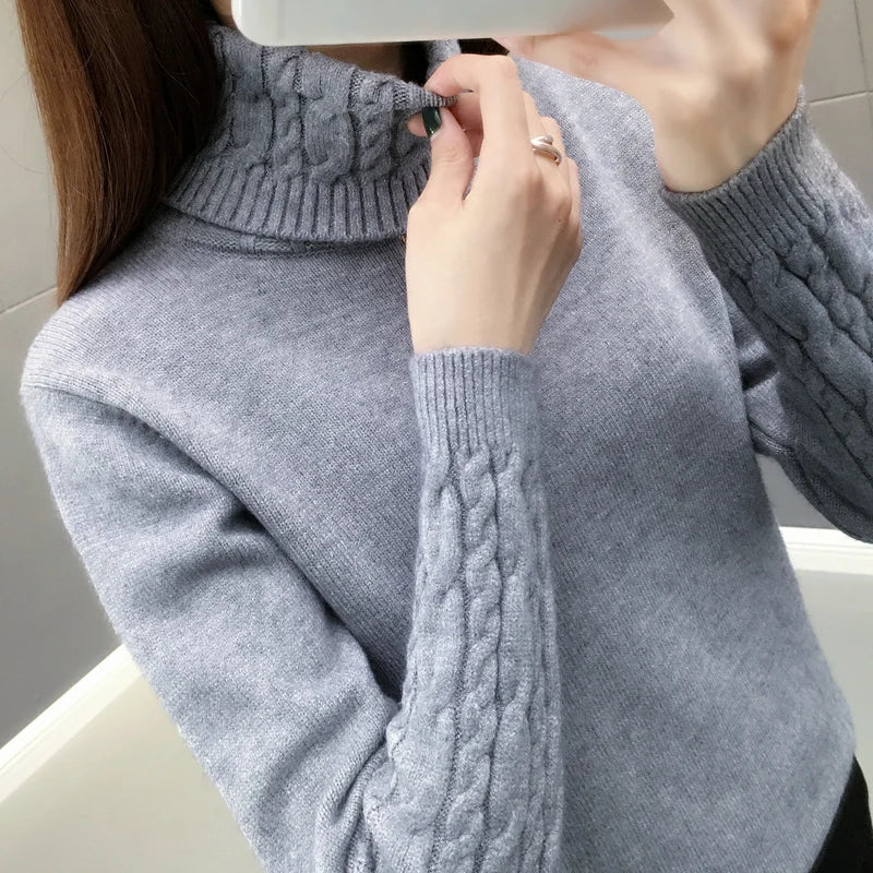 Women Sweater Turtleneck Pullovers Sweaters Long Sleeves Thick Warm Sweater-Dollar Bargains Online Shopping Australia