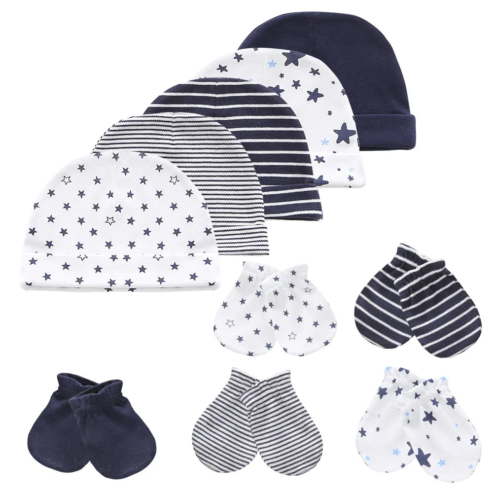 Newborn Baby Hat and Mittens Girl Boy Cap Comfy Infant Hat & Gloves Cotton Toddler Baby Accessorise For 0-6M-Dollar Bargains Online Shopping Australia