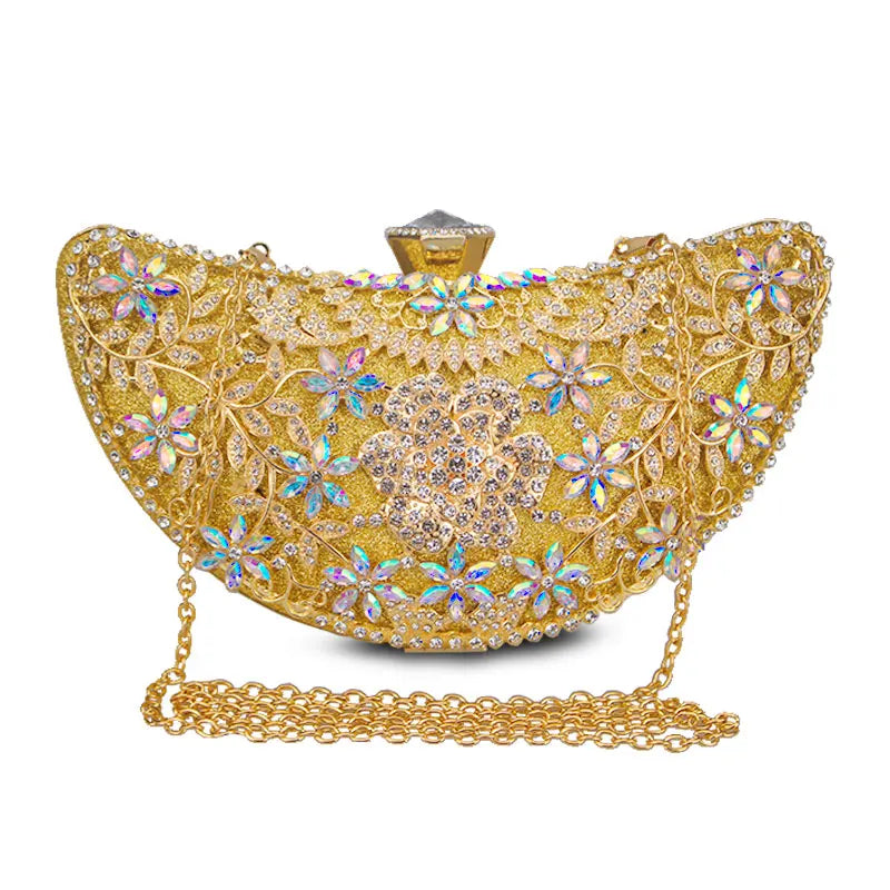 Shape Moon Hollow Out Purse Sequined Diamond Women Evening Bag Clutch Crossbody Bags For Lady Bolsas Feminina Wedding Handbags-Dollar Bargains Online Shopping Australia