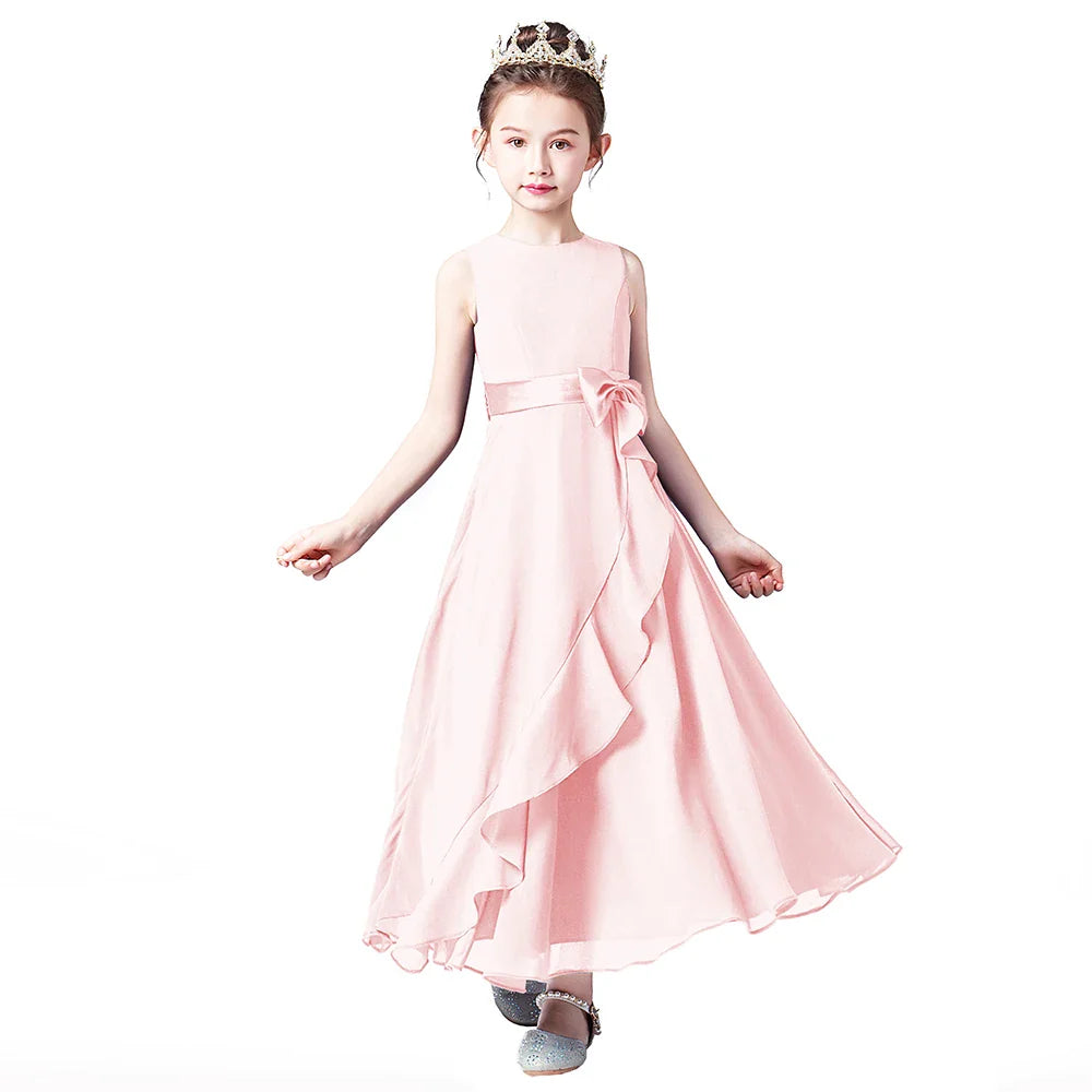 Chiffon Junior Bridesmaid For Teens Ankle-Length Flower Girl Dresses For Wedding Party Kids First Communion Gowns-Dollar Bargains Online Shopping Australia