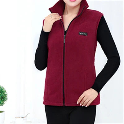 Plus Size Autumn Women Polar Fleece Fabric Vest Large Sleeveless Jacket Fashion Zipper Women's Leisure gilet-Dollar Bargains Online Shopping Australia