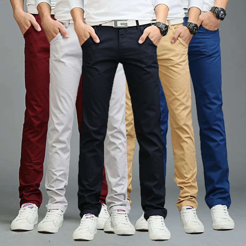 Casual Men pants Cotton Spring and summer  Slim Pant Straight Trousers Fashion  Pants Men