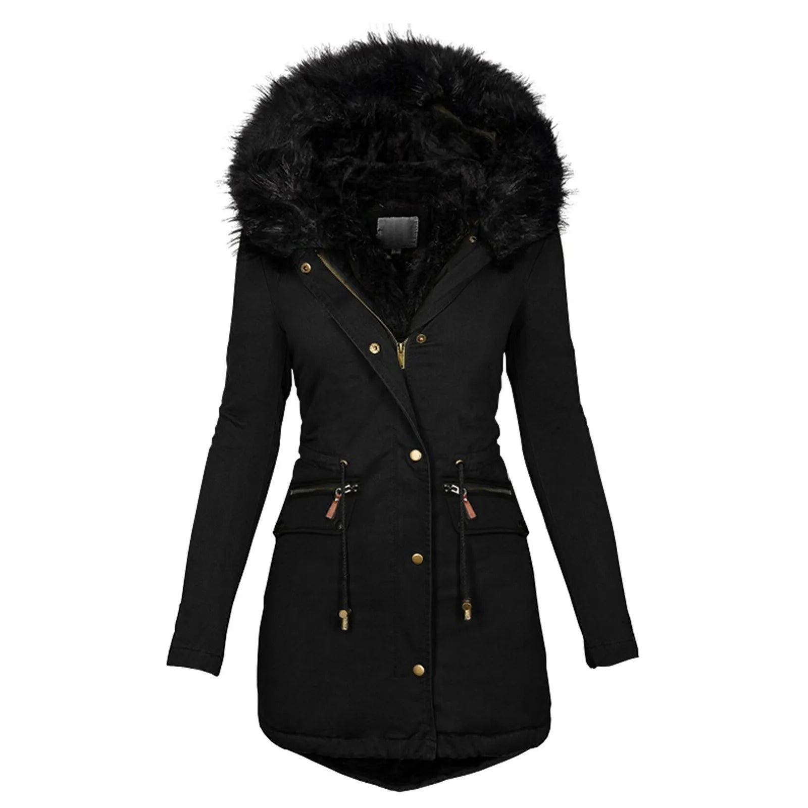 Fashion Jacket Parka Women Velvet Parka Coat With Drawstring Pockets Thick Warm Winter Jackets Down Jackets