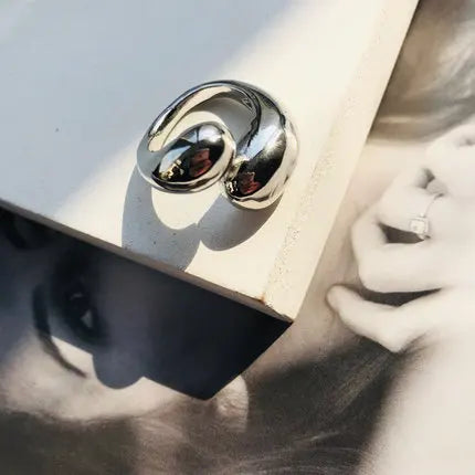 Glossy Wide Version Gold Color Plated Exaggerated Metal Rings Open Adjustable Ring for Women Men Jewelry-Dollar Bargains Online Shopping Australia