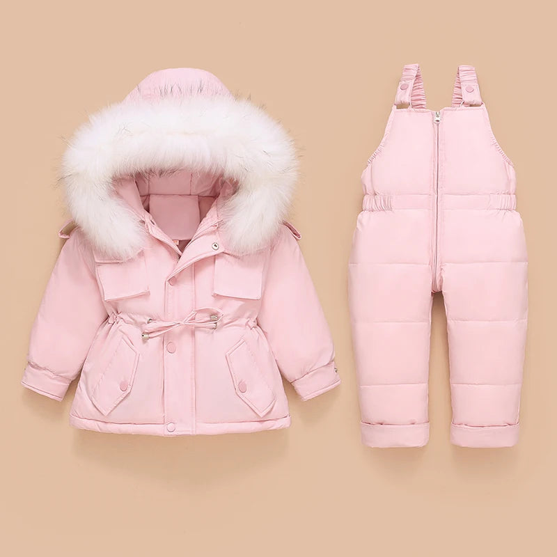 Children Down Coat Jacket jumpsuit Kids Toddler Girl Boy Clothes Down 2pcs Winter Outfit Suit Warm Baby Overalls Clothing Sets