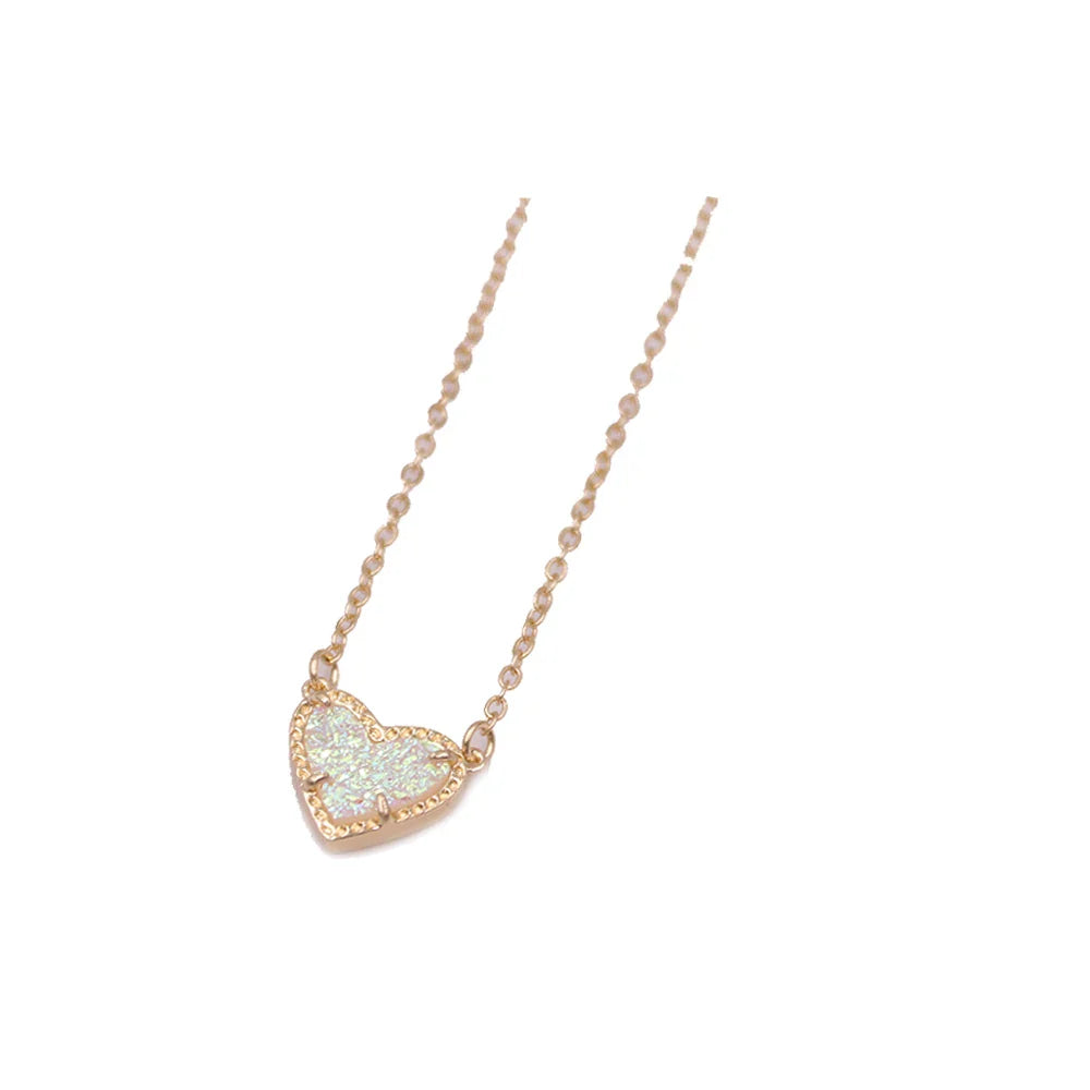 Gift Glitter Abalone Stone Small Heart Shaped 3D Resin Shell Mini Love Necklaces for Women Pendants-Dollar Bargains Online Shopping Australia