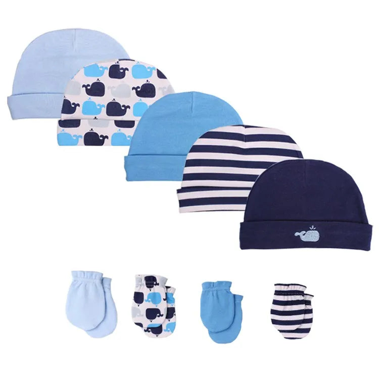 Newborn Baby Hat and Mittens Girl Boy Cap Comfy Infant Hat & Gloves Cotton Toddler Baby Accessorise For 0-6M-Dollar Bargains Online Shopping Australia