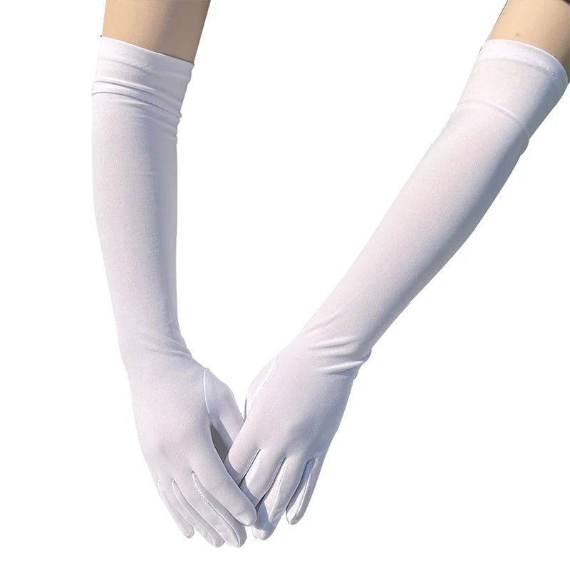 Classic Adult Stretch Satin Finger Long Gloves Women Flapper Gloves Matching Costume