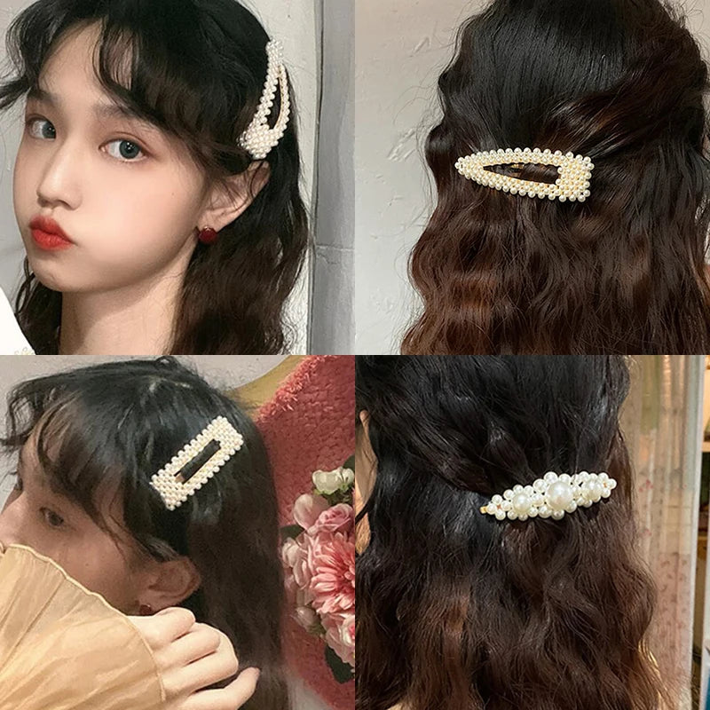 Pearl Hair Clips For Women Korean Women Hairpins Girl Geometric Hair Barrettes Fashion Hairgrip Hair Accessories