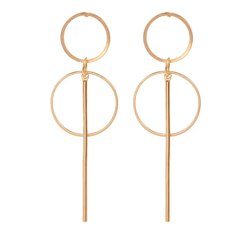 Round Shaped Golden Earrings Simple Metal Vintage Earrings For Women Fashion Jewelry Girls Earring-Dollar Bargains Online Shopping Australia
