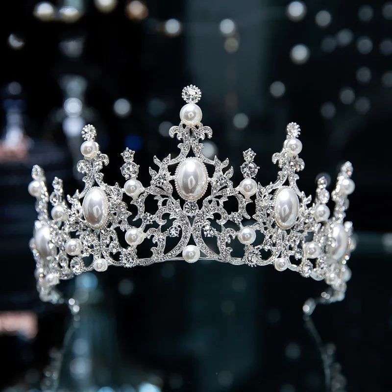 Silver Color Crystal Bridal Tiaras Crown Rhinestone Pageant Headpieces Wedding Hair Accessories