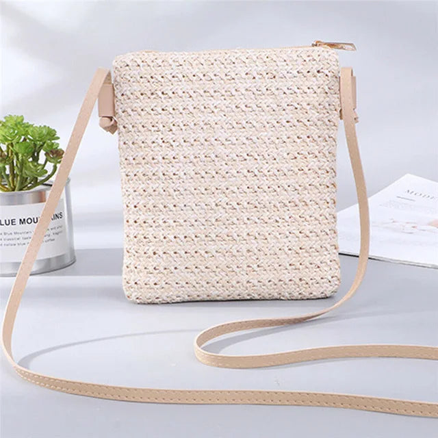 Summer Women New Fashion Straw Bag Rattan Woven Tote Purse New Crossbody Messenger Bag Plait Small Square Handbag Boho Beach-Dollar Bargains Online Shopping Australia