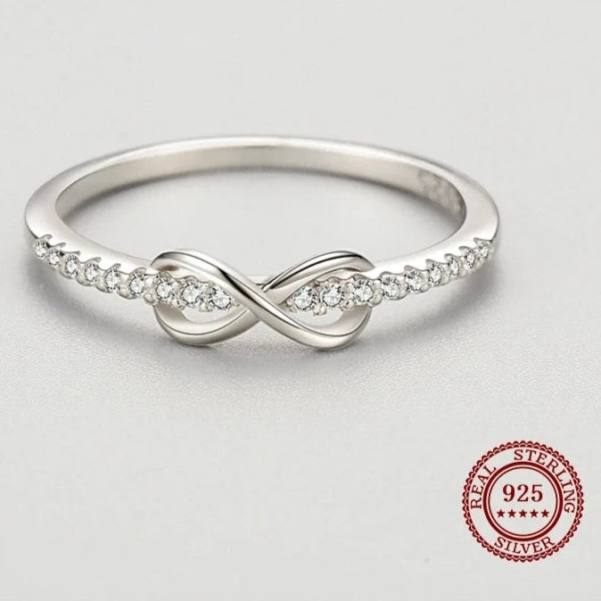 Sterling Silver Infinity Love Infinite CZ Rings For Women Wedding Engagement Fine Female Jewelry
