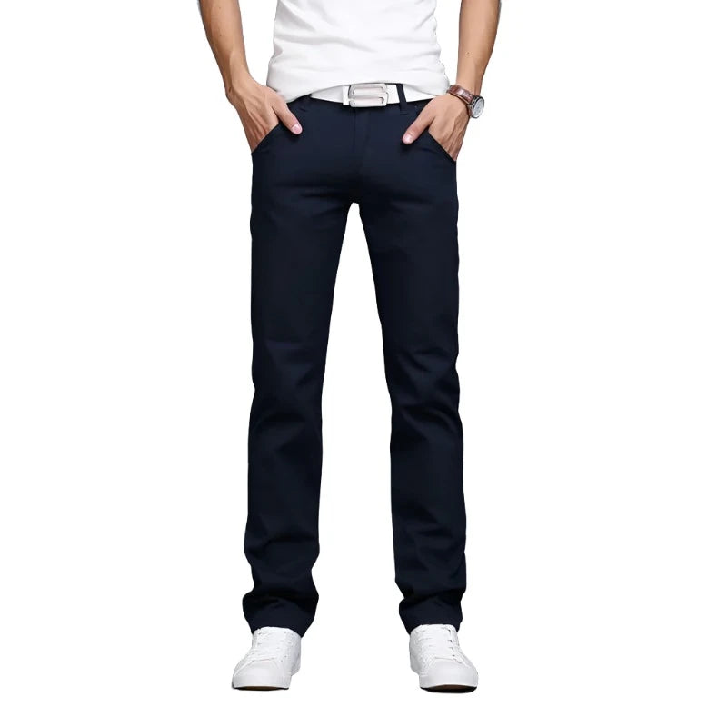 Casual Men pants Cotton Spring and summer  Slim Pant Straight Trousers Fashion  Pants Men