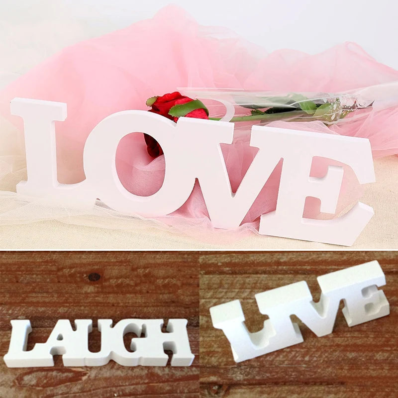Letters Shaped Wood Room Decor Crafts Table Wedding Party Creative Home Decorations White decoración hogar