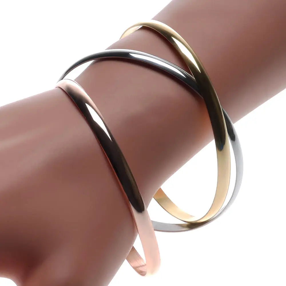 Women Gifts Bracelet Chains Stainless Steel 3 Color Set Bracelets Bangles Accessory Bracelets-Dollar Bargains Online Shopping Australia