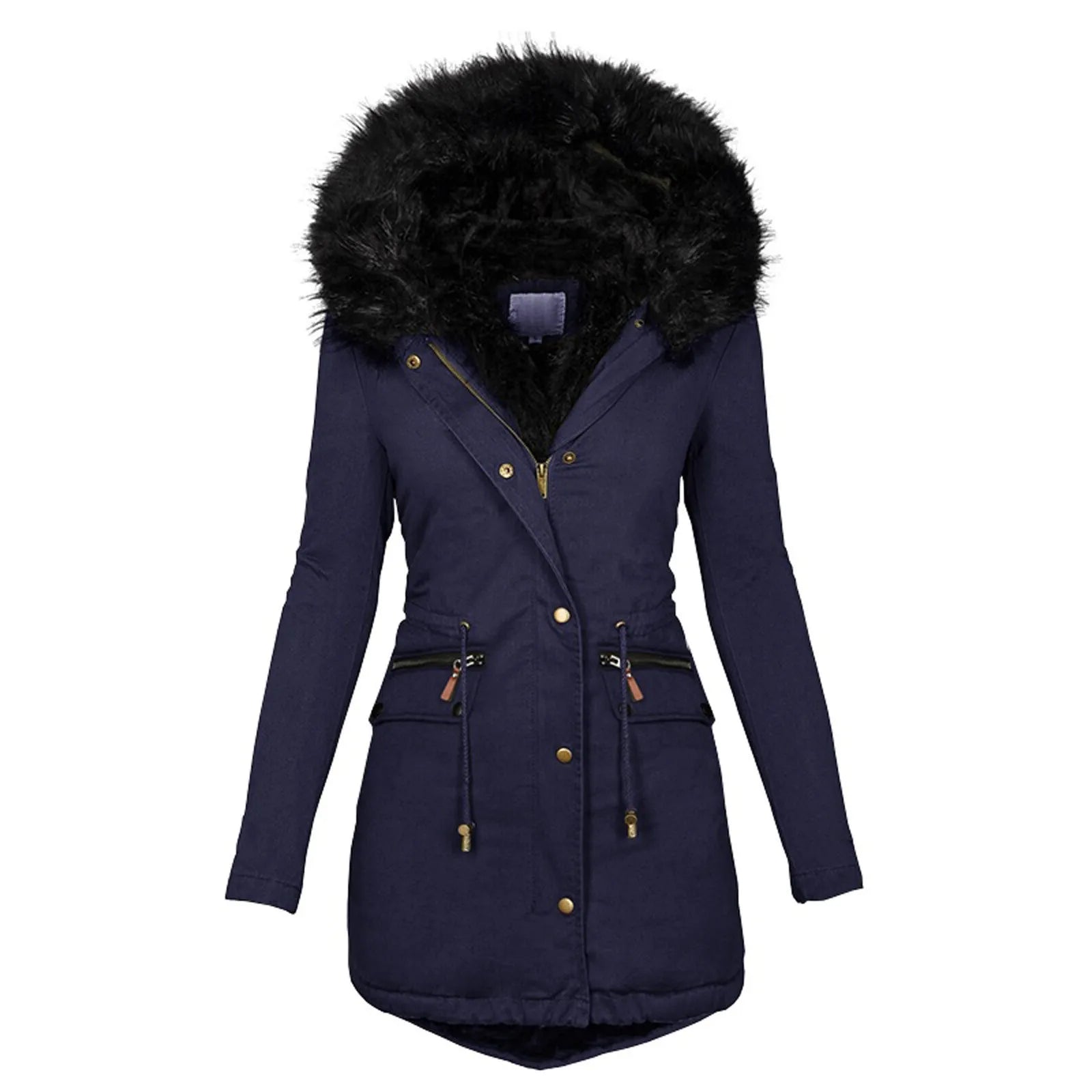 Fashion Jacket Parka Women Velvet Parka Coat With Drawstring Pockets Thick Warm Winter Jackets Down Jackets