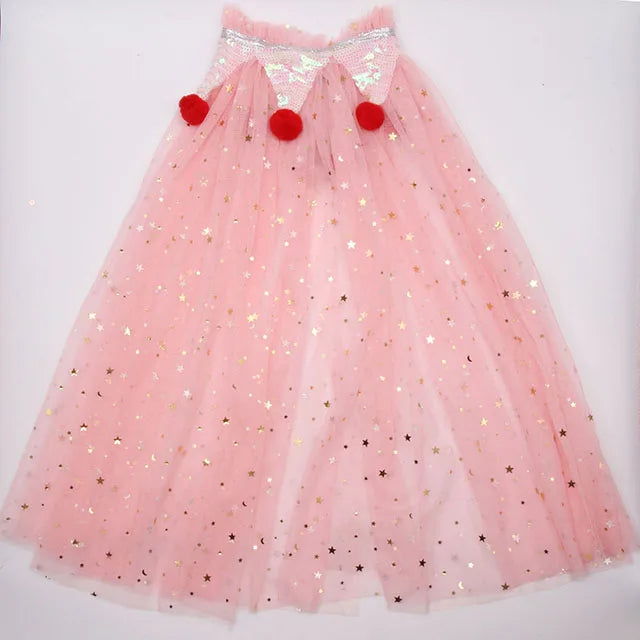 Christmas Halloween Girls Cloak Outerwear One Size Sequins Shawl Kids Coat for Birthday Party Beach Rainbow Princess Costume-Dollar Bargains Online Shopping Australia