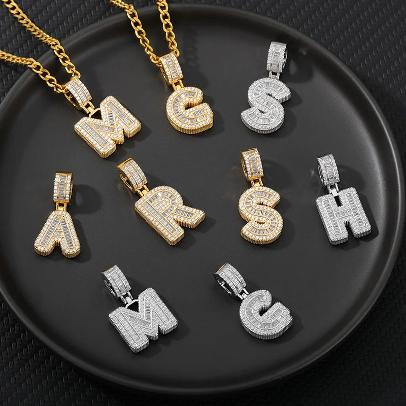 Cubic Zirconia Letters A-Z Pendant Necklaces Iced Out Rock Candy Style Initial Charms Necklace Fantastic Jewelry Gift-Dollar Bargains Online Shopping Australia