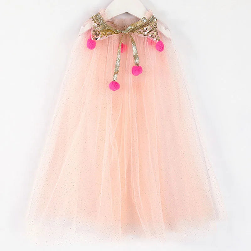 Christmas Halloween Girls Cloak Outerwear One Size Sequins Shawl Kids Coat for Birthday Party Beach Rainbow Princess Costume-Dollar Bargains Online Shopping Australia