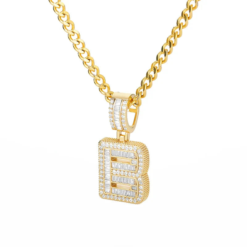 Cubic Zirconia Letter Pendant Necklaces Iced Out Rock Candy Style Initial Charms Necklace Fantastic Jewelry Gift-Dollar Bargains Online Shopping Australia