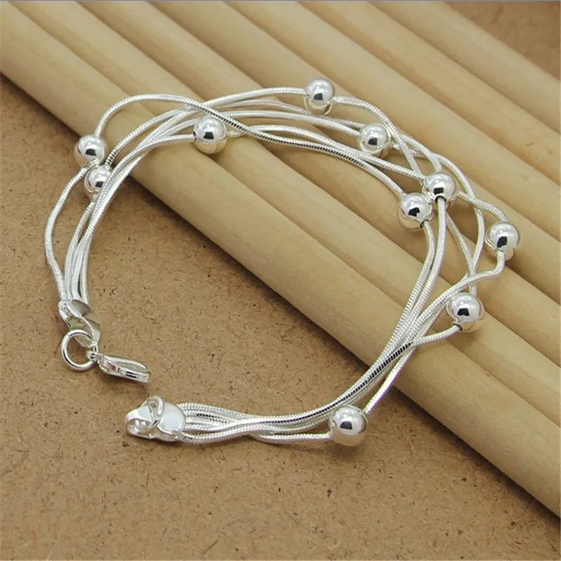 New 925 Sterling Silver Bracelet Four-Leaf Clover Heart Snake Bone Bracelet For Women Men Charm Jewelry Gift