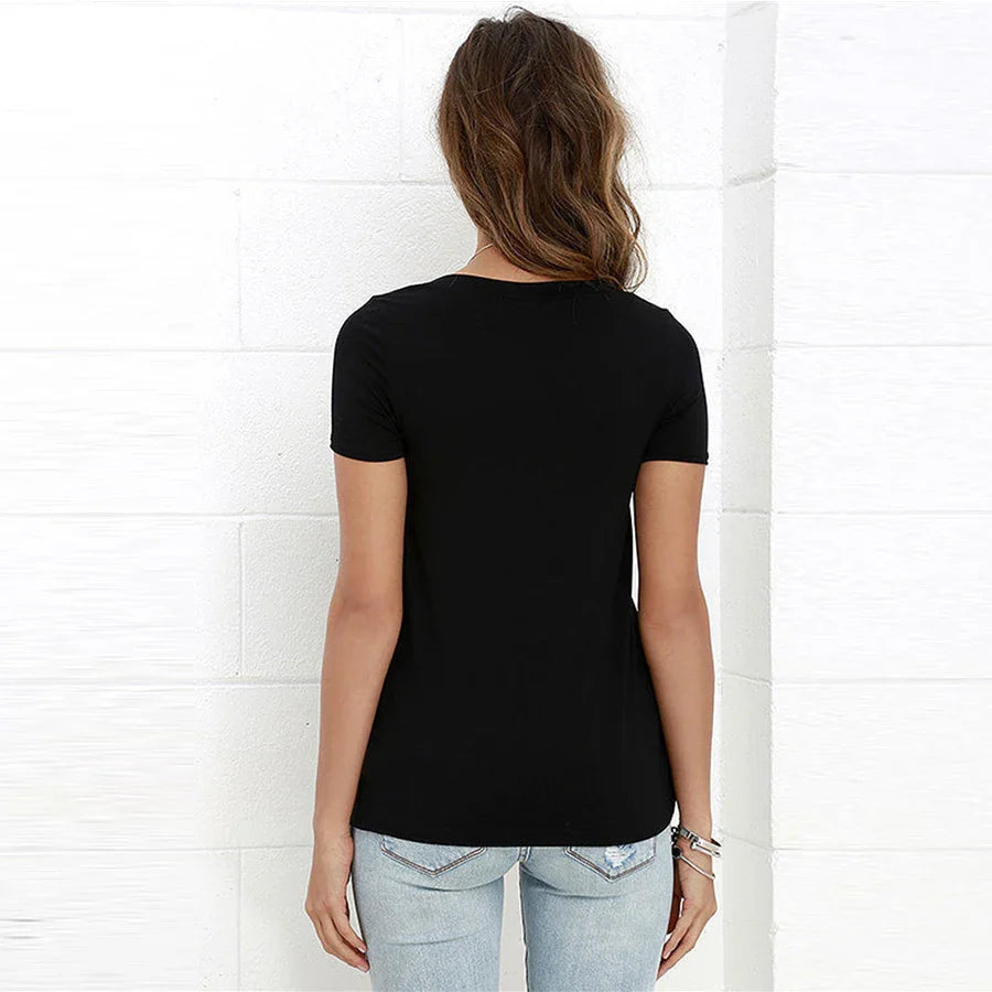 DICLOUD Fashion V-Neck T-Shirt Women New Summer Black Ladies' Tops Short Sleeve Lace Hollow Shirt Tees 2023