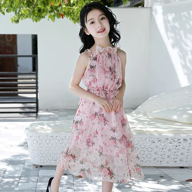 Girls Flower Bohemian Summer Dress Child Kids Girl Beach Dresses Chiffon Dresses Floral-Dollar Bargains Online Shopping Australia