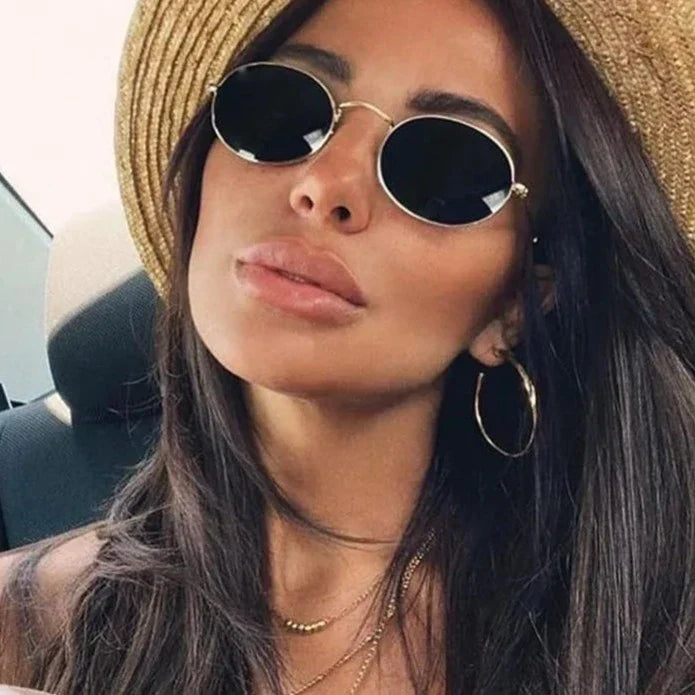 Small Oval Mirror Sunglasses Woman Pink Luxury Brand Designer Eyewear Shades Ladies Alloy Black Sun Glasses Female UV400-Dollar Bargains Online Shopping Australia