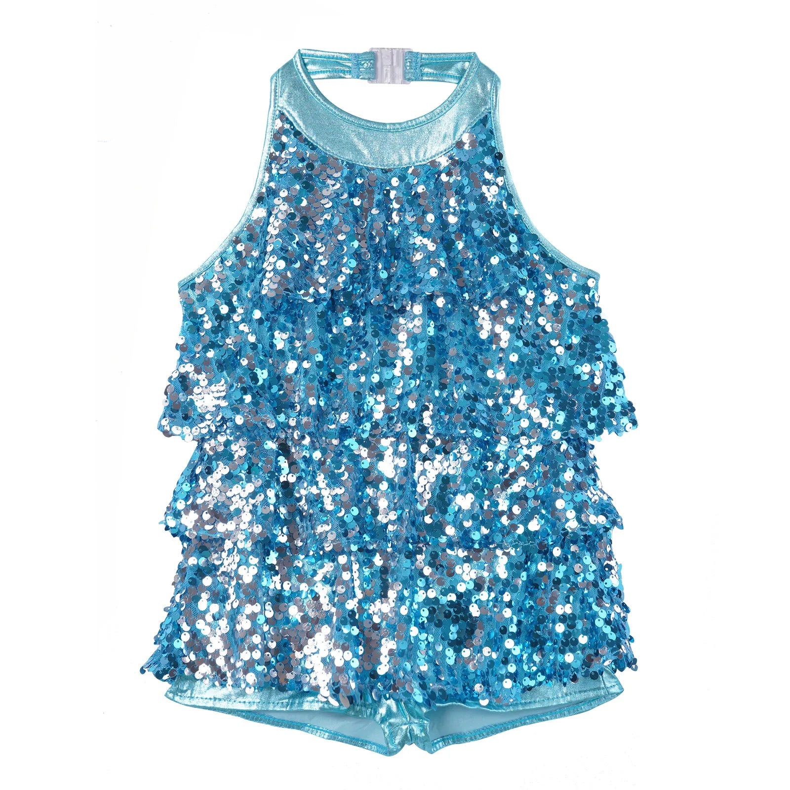 Shiny Sequins Kids Girls Halter Ballet Dance Stage Performance Dress Shorty Unitard Dress Modern Jazz Latin Dancing Costumes-Dollar Bargains Online Shopping Australia