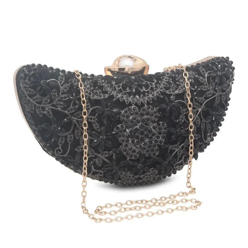 Shape Moon Hollow Out Purse Sequined Diamond Women Evening Bag Clutch Crossbody Bags For Lady Bolsas Feminina Wedding Handbags-Dollar Bargains Online Shopping Australia