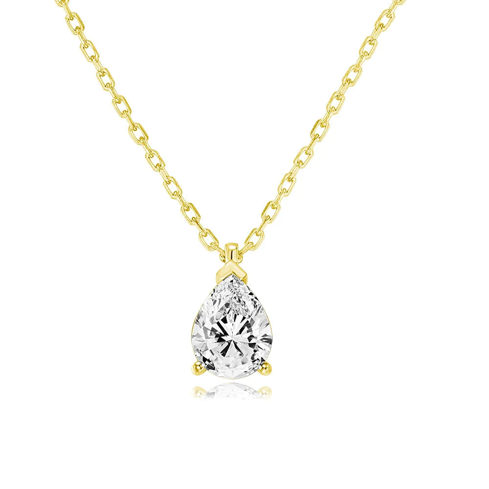 Waterdrop Crystal Pendant Necklace for Women Gold Color Geometric CZ Choker Chain on Neck-Dollar Bargains Online Shopping Australia