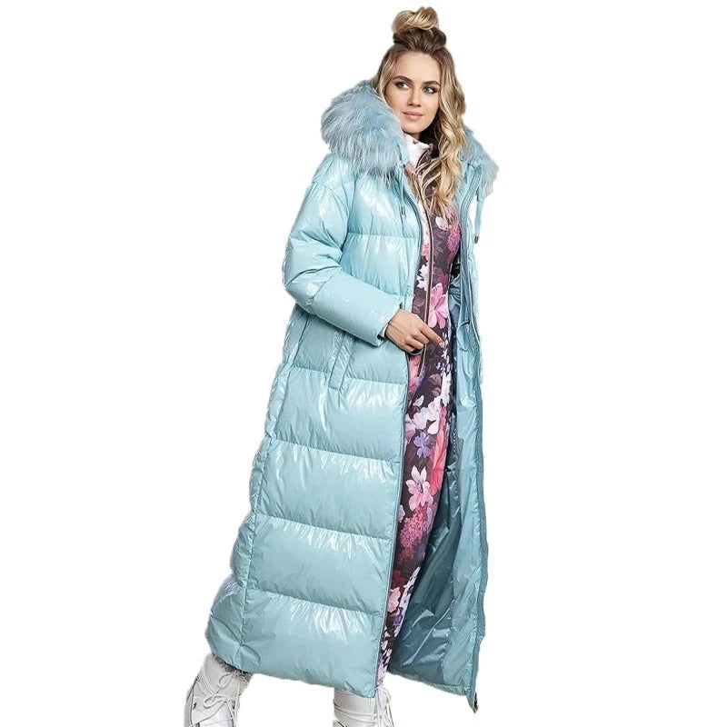 Winter Coat Women X-Long High Quality Thick Cotton Parkas Hooded Outerwear Warm Faux Fur Woman Jacket