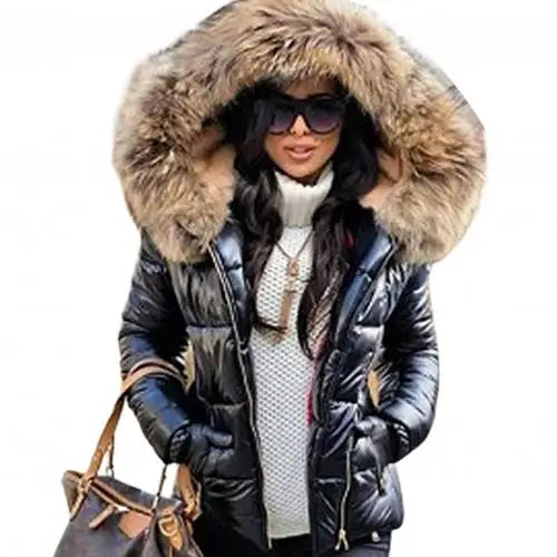 Winter Down Clothes Faux Fur Hood Zipper Pocket Warm Parkas Jackets Woman Outdoor-Dollar Bargains Online Shopping Australia