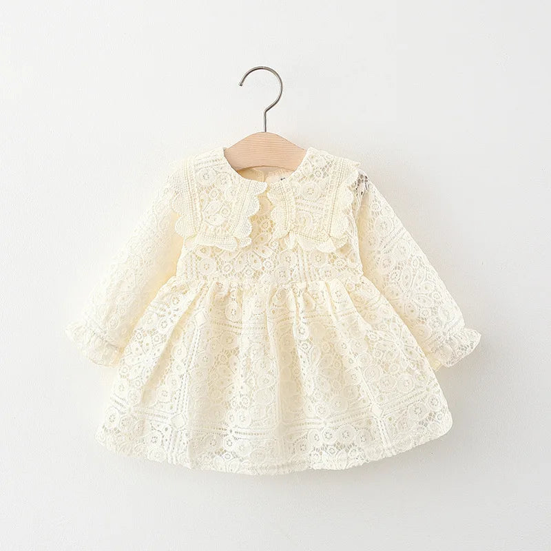 Toddler Girl Clothes Korean Fashion Doll Collar Long Sleeve Lace Baby 1st Birthday Dresses Princess Dress-Dollar Bargains Online Shopping Australia
