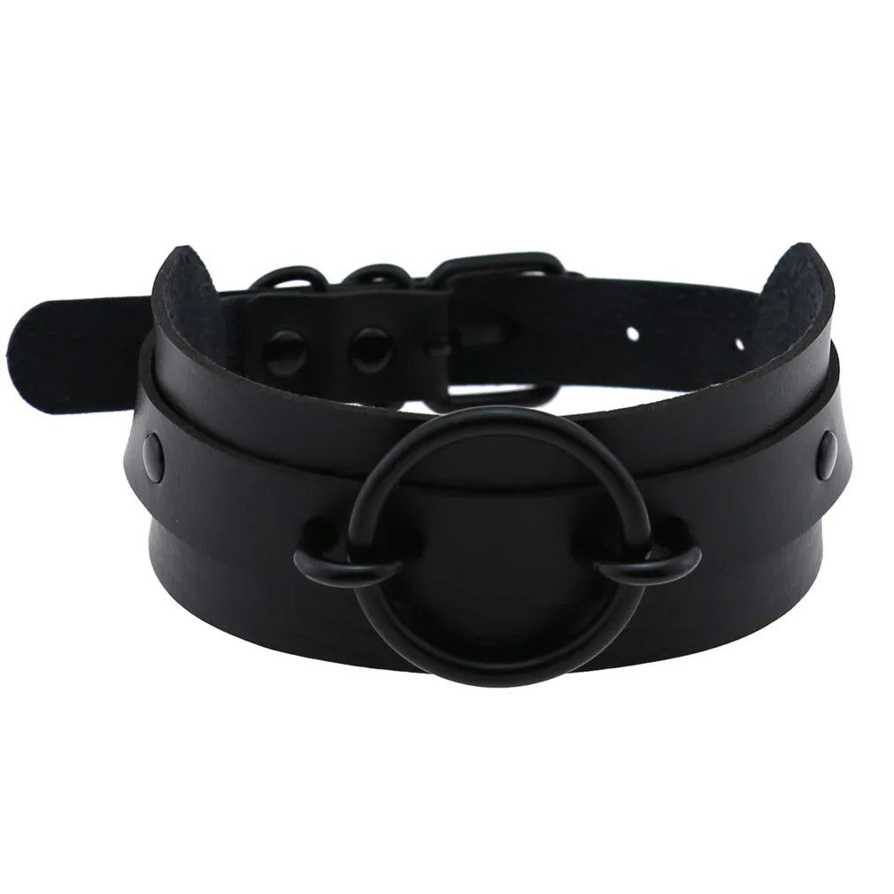 Halloween Emo Cosplay All Black Goth Choker Necklaces For Women Men Punk Spike Rivet Round Heart Bell Belt Necklaces Y2K Jewelry-Dollar Bargains Online Shopping Australia