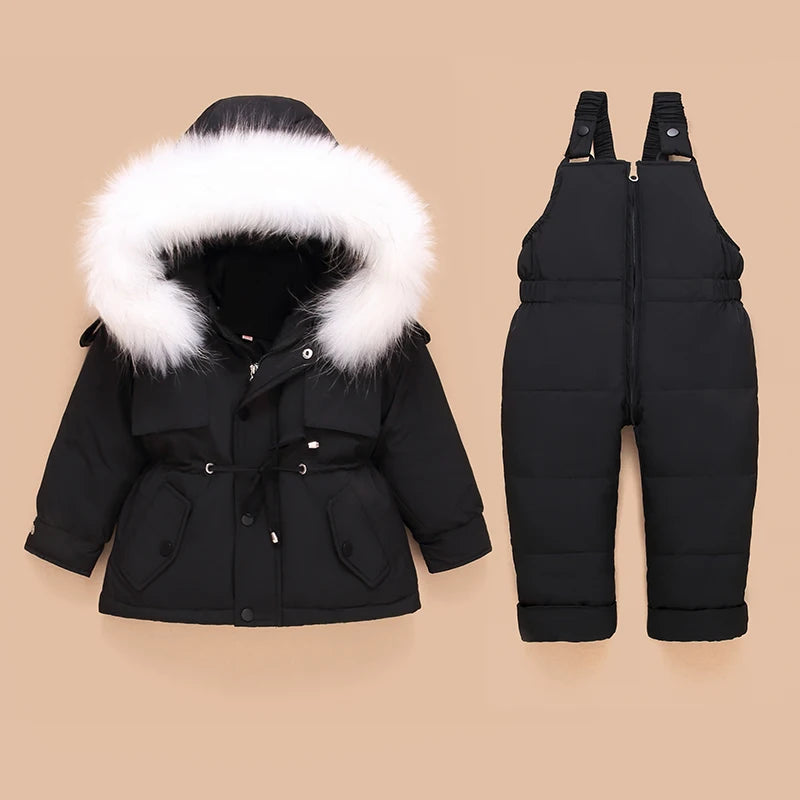 Children Down Coat Jacket jumpsuit Kids Toddler Girl Boy Clothes Down 2pcs Winter Outfit Suit Warm Baby Overalls Clothing Sets