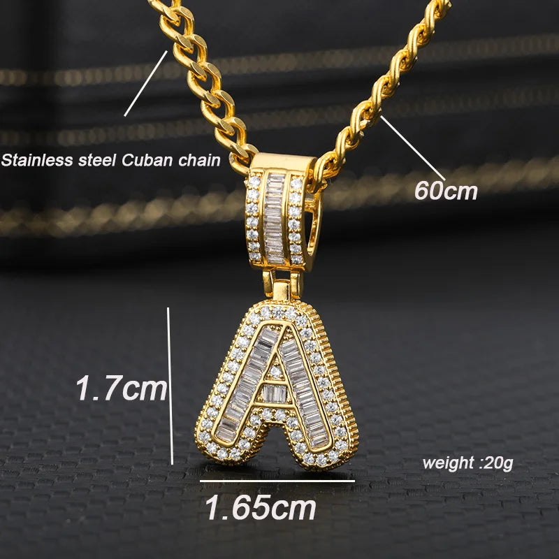 Cubic Zirconia Letters A-Z Pendant Necklaces Iced Out Rock Candy Style Initial Charms Necklace Fantastic Jewelry Gift-Dollar Bargains Online Shopping Australia