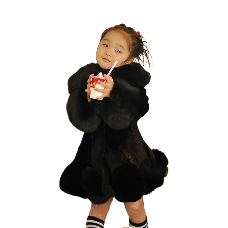 Winter Jacket Kids Girl Parkas Cute Warm Wedding Faux Fur Coat For Girls Children Winter Clothes Soft Party Baby Girl Coats