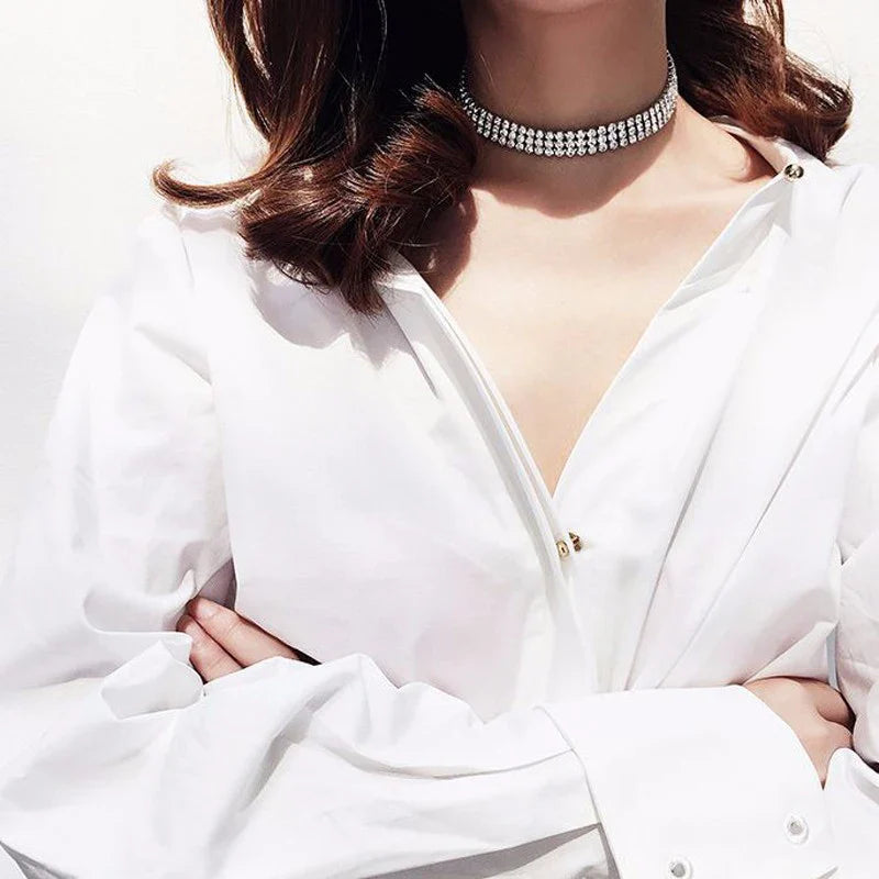 European Style Women Bundle Neck Element Necklace Jewelry Punk Hip Hop Choker Inlay Rhinestone Collar Gift-Dollar Bargains Online Shopping Australia