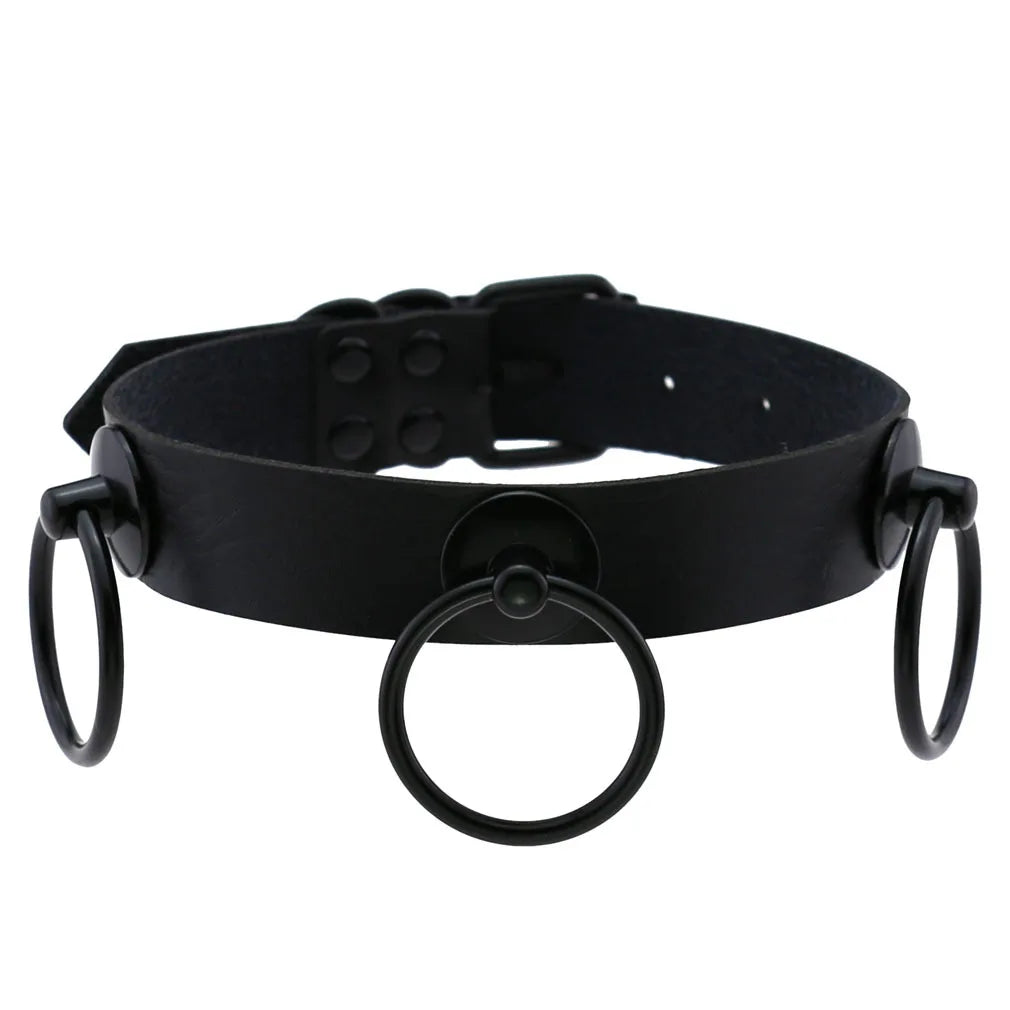 Halloween Emo Cosplay All Black Goth Choker Necklaces For Women Men Punk Spike Rivet Round Heart Bell Belt Necklaces Y2K Jewelry-Dollar Bargains Online Shopping Australia