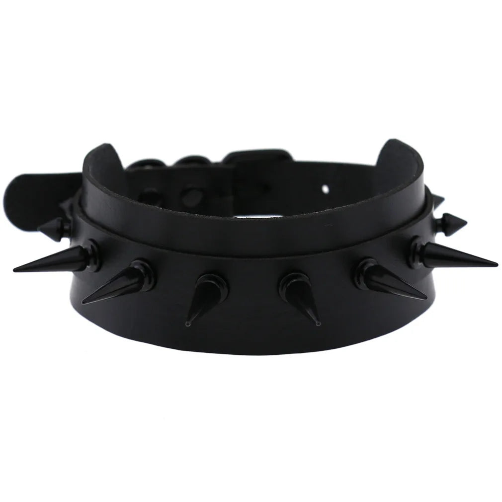 Halloween Emo Cosplay All Black Goth Choker Necklaces For Women Men Punk Spike Rivet Round Heart Bell Belt Necklaces Y2K Jewelry-Dollar Bargains Online Shopping Australia