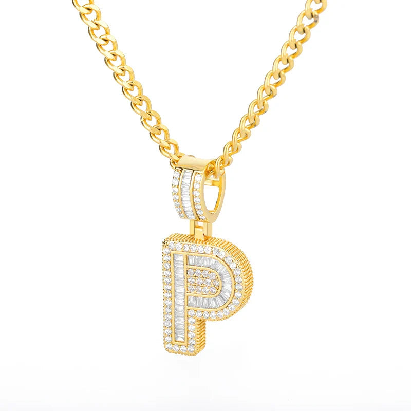 Cubic Zirconia Letter Pendant Necklaces Iced Out Rock Candy Style Initial Charms Necklace Fantastic Jewelry Gift-Dollar Bargains Online Shopping Australia