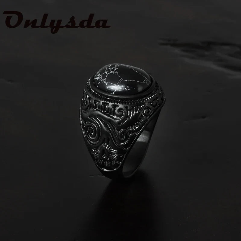 Stainless Steel Jewelry Ring Men Black Stone Rings Charm Fashion Male Women Finger Band Engagement Wedding Gift-Dollar Bargains Online Shopping Australia
