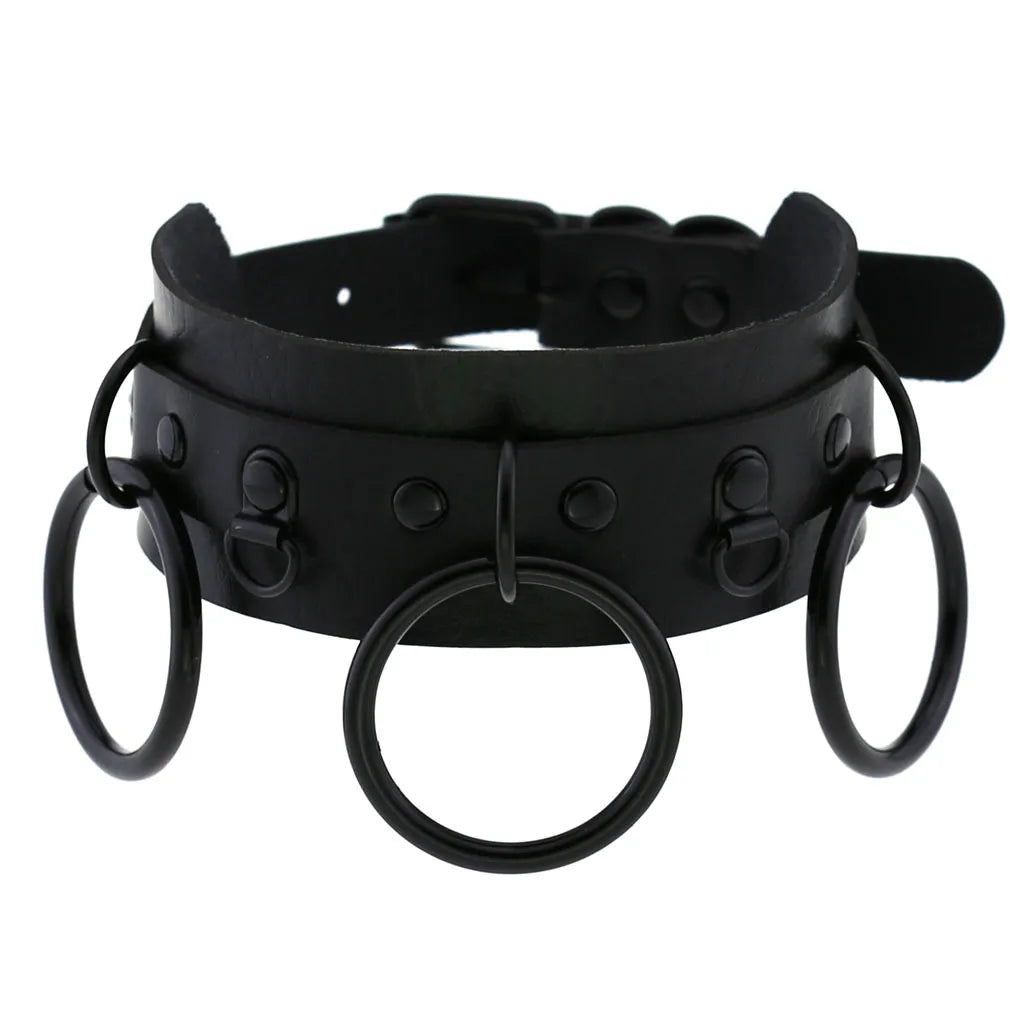 Halloween Emo Cosplay All Black Goth Choker Necklaces For Women Men Punk Spike Rivet Round Heart Bell Belt Necklaces Y2K Jewelry-Dollar Bargains Online Shopping Australia