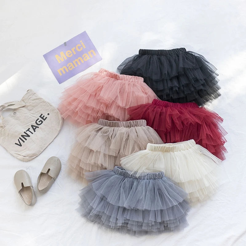 Baby Girls Tutu Fluffy Skirt Princess Ballet Dance Tutu Mesh Skirt Kids Cake Skirt Cute Girls Clothes