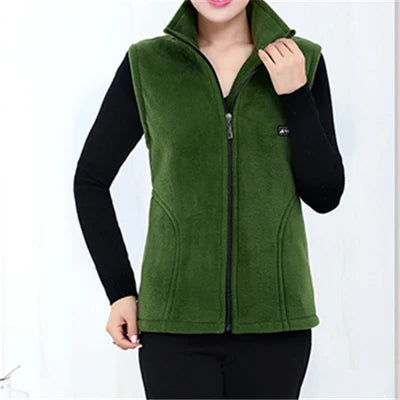 Plus Size Autumn Women Polar Fleece Fabric Vest Large Sleeveless Jacket Fashion Zipper Women's Leisure gilet-Dollar Bargains Online Shopping Australia