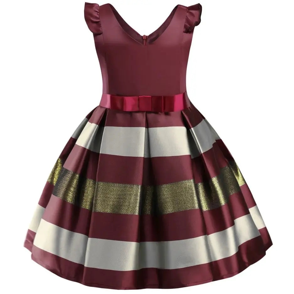 Baby Girls Flower Striped Dress For Girls Floral Wedding Party Dresses Kids Princess Christmas Dress Children Girls Clothing-Dollar Bargains Online Shopping Australia