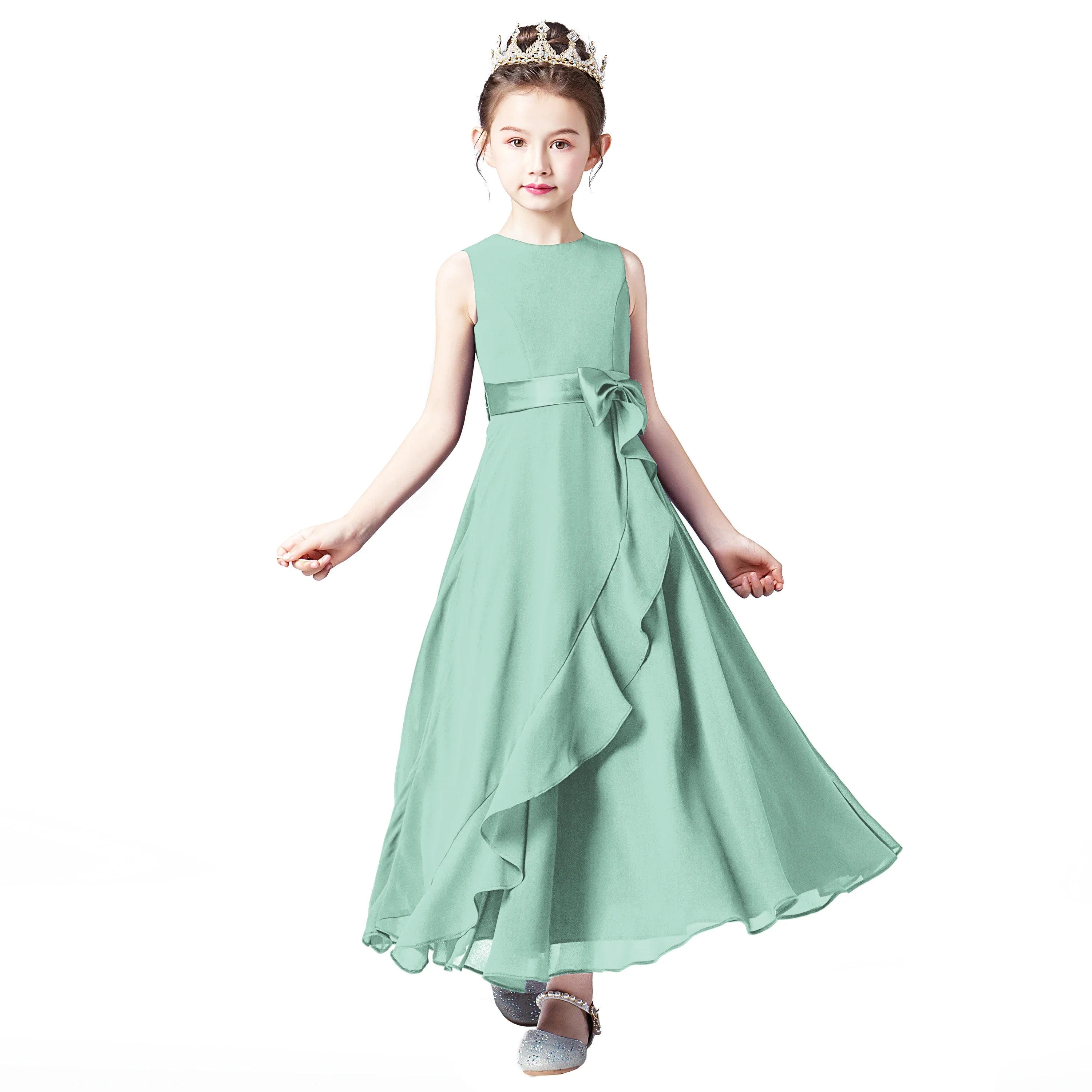 Chiffon Junior Bridesmaid For Teens Ankle-Length Flower Girl Dresses For Wedding Party Kids First Communion Gowns-Dollar Bargains Online Shopping Australia